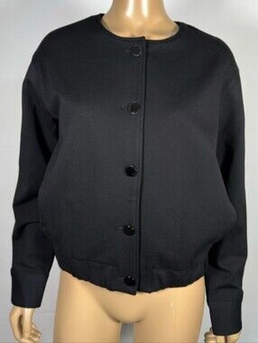 Spanx Ponte Femme Bomber Black Women's Button-Front Jacket